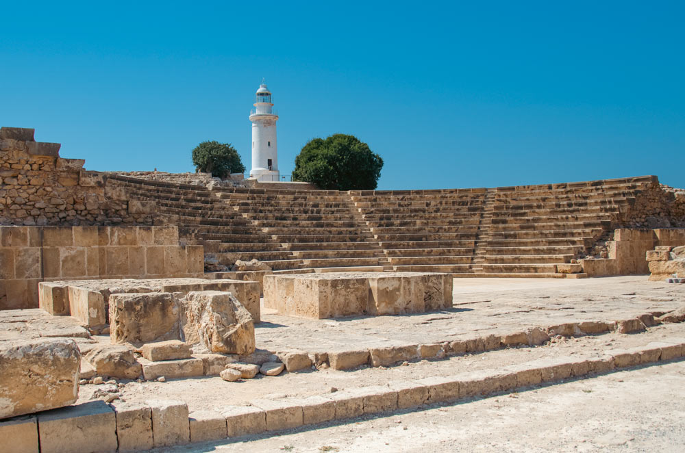 Nea Pafos with Odeon and lighthouse