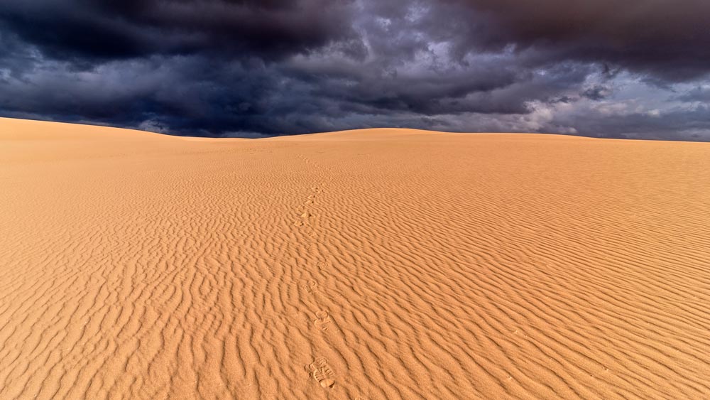 Sand dunes during storm