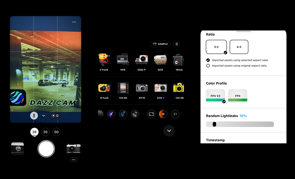 Dazz Cam App Interface
