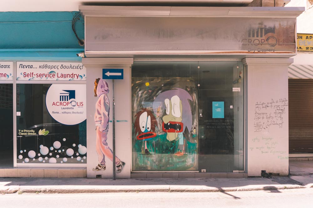 Shops and mural in Larnaca