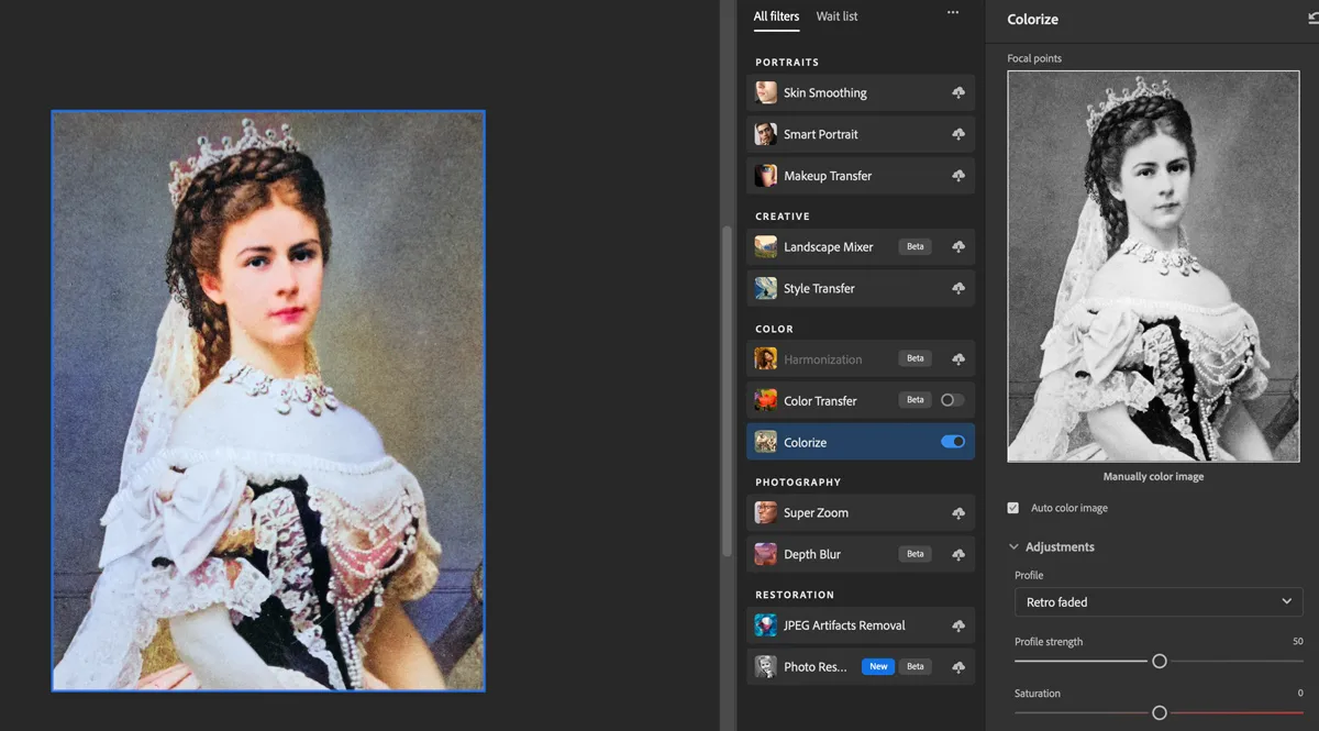 Photoshop Neural Filters – Colorize