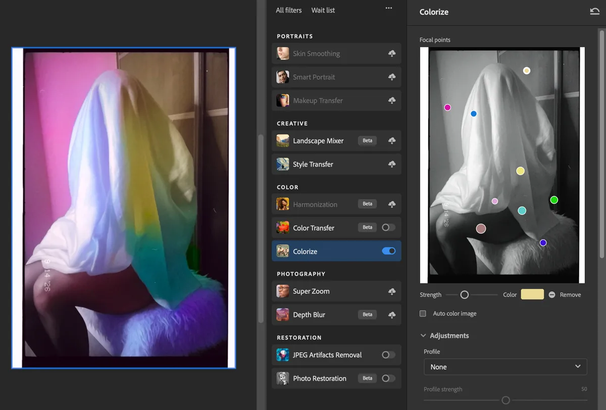 Photoshop Neural Filters – Colorize Manual Mode