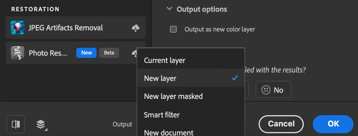 Photoshop Neural Filters – Colorize Output Settings