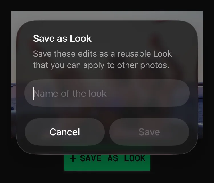 Save a Look - Snapseed